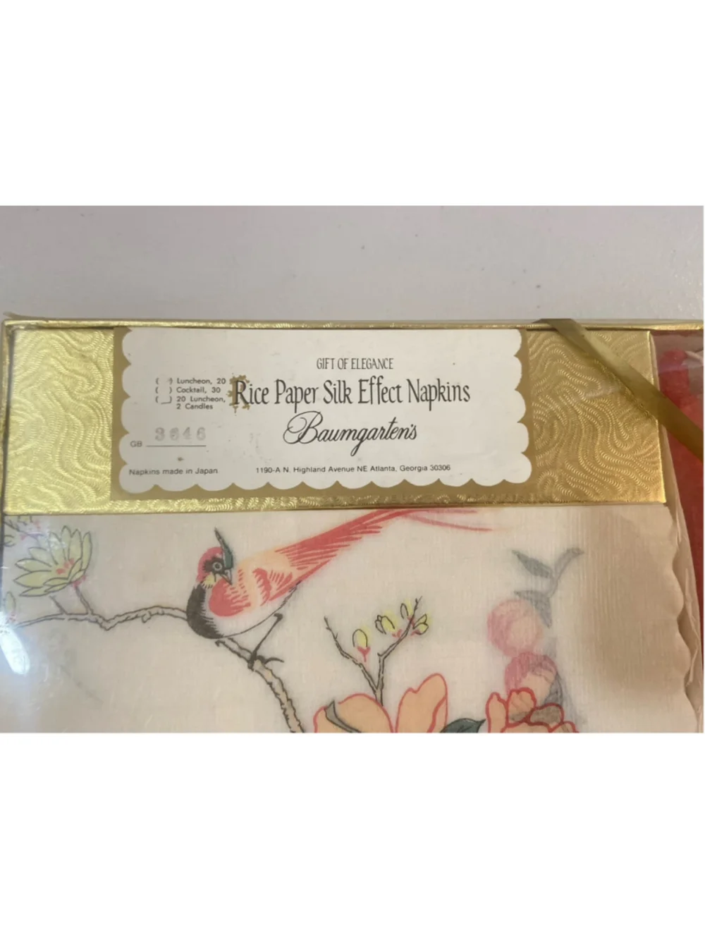 Baumgarten's Box Rice Paper Silk Effect Napkins 20 Luncheon Napkins With Candles